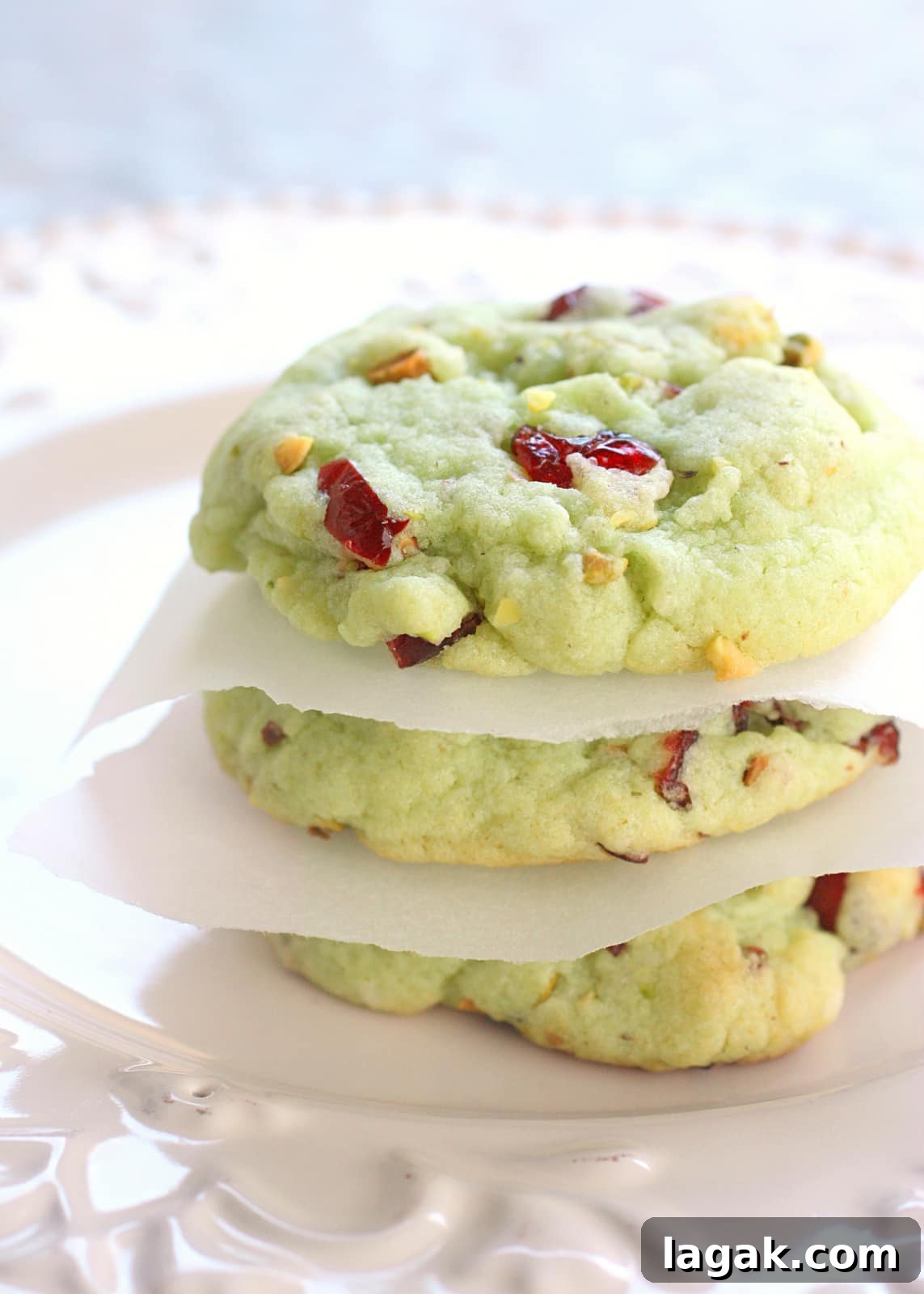 Cranberry Pistachio Cookies Recipe: Crispy, Chewy Holiday Cookies 3 Cran Pistachio Cookies - festive and delicious! the-girl-who-ate-everything.com