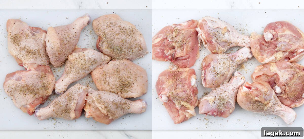 Italian-Style Chicken and Roasted Potatoes Recipe 5 Pat dry and season chicken.