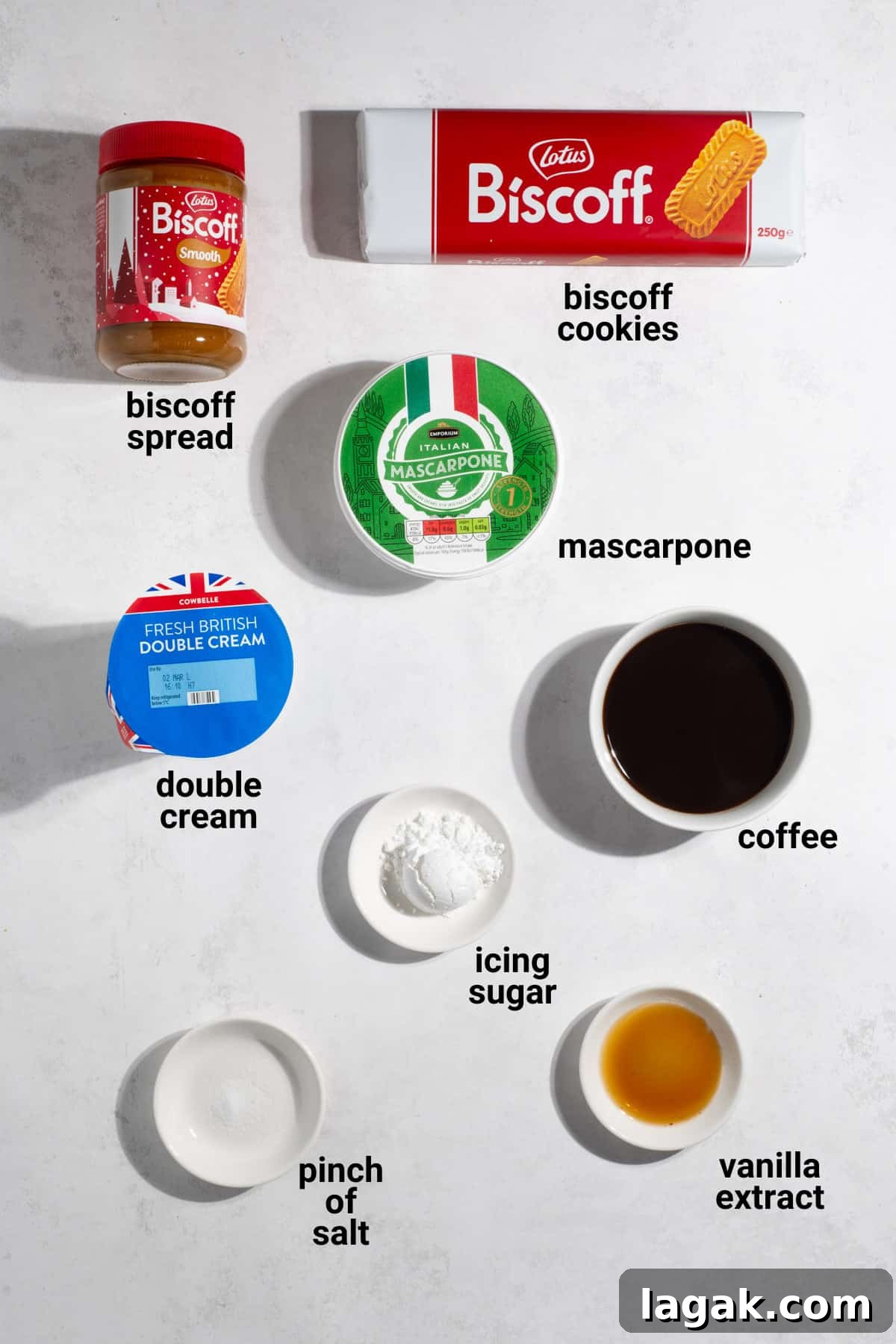 Speculoos (Biscoff) Tiramisu Recipe — Classic with Cookie Butter 3 Speculoos tiramisu ingredients.