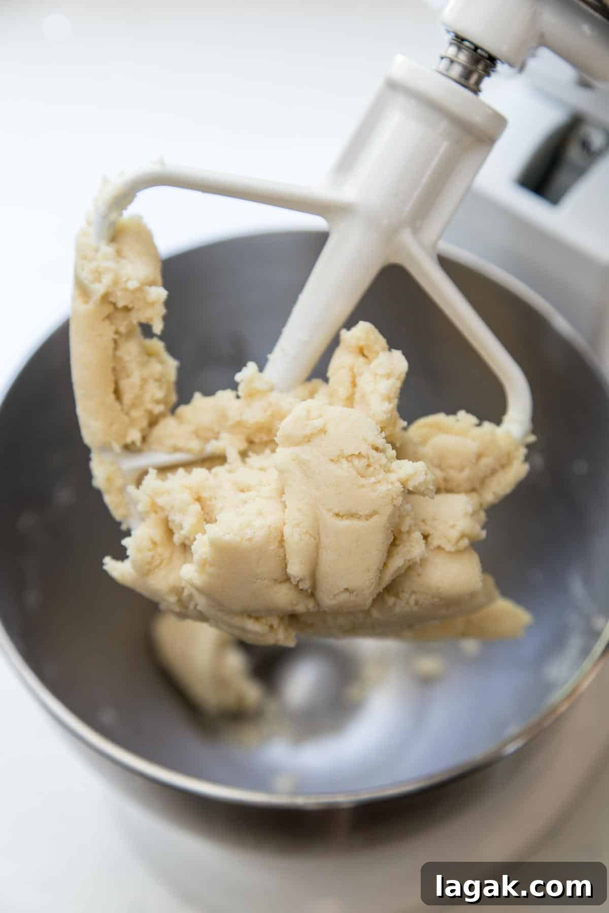 Guava Cookie Recipe: Crispy, Fruity Baked Cookies 4 Shortbread cookie dough mixed in a stand mixer.