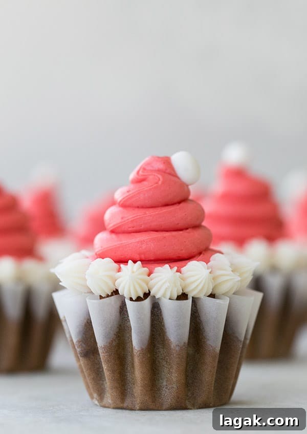Santa Hat Gingerbread Cupcakes Recipe for Holiday Parties 6 Santa Hat Cupcakes.