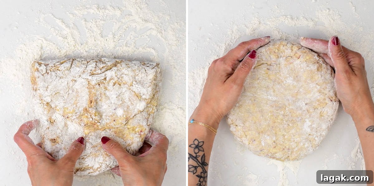 patting scone dough