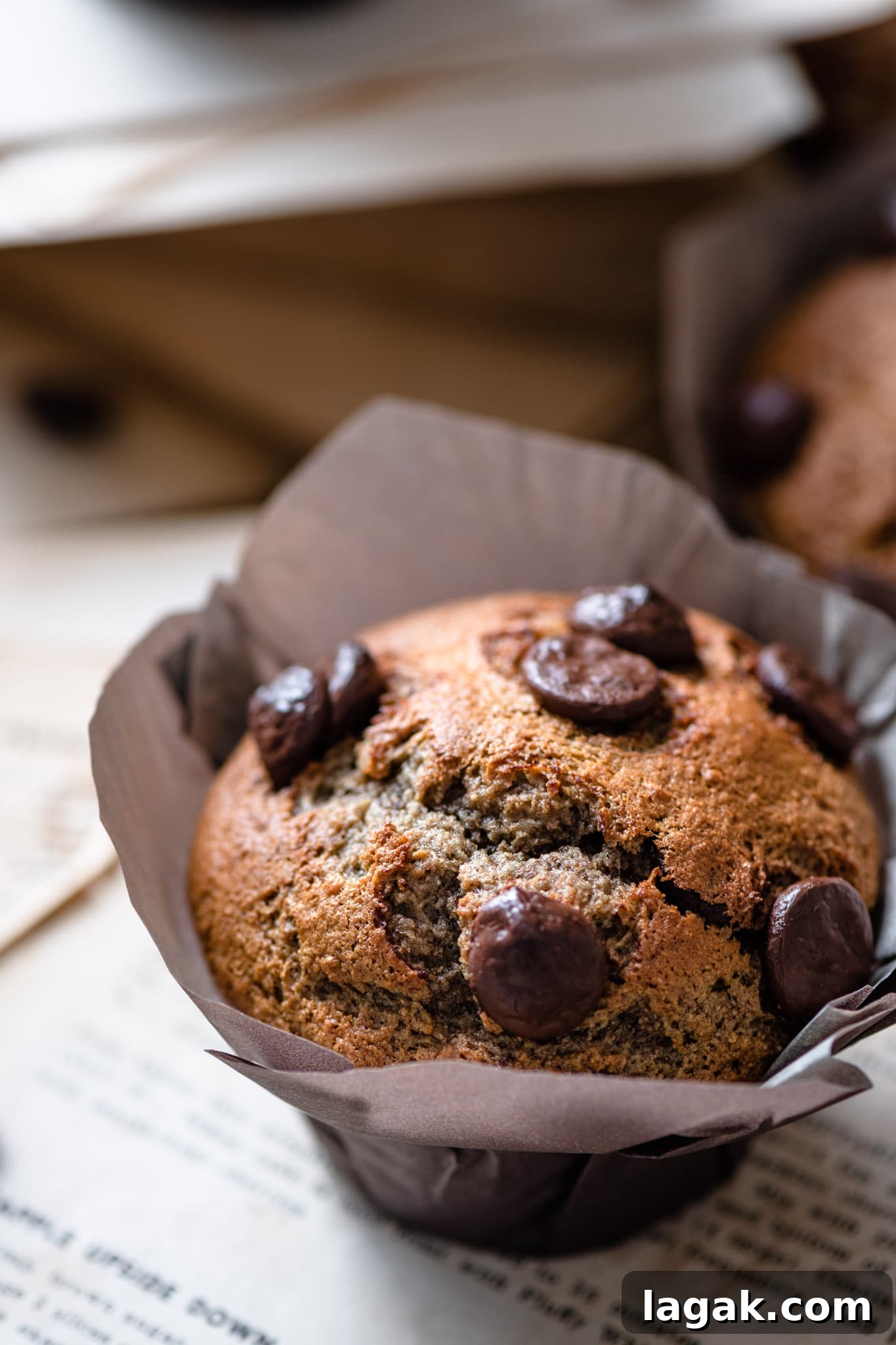 Banana Chocolate Chip Muffins Recipe — Moist Banana Muffins with Chocolate Chips 3 chocolate chip banana muffin recipe
