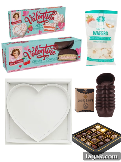 Supplies and Little Debbie snacks for the heart box