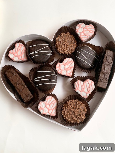 Chocolates filling the gaps in the heart box