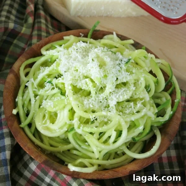 Garlic Parmesan Zucchini Noodles in a bowl