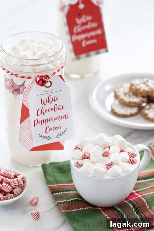 White Chocolate Peppermint Hot Cocoa Recipe 3 White Chocolate Peppermint Cocoa mix in layered jar
