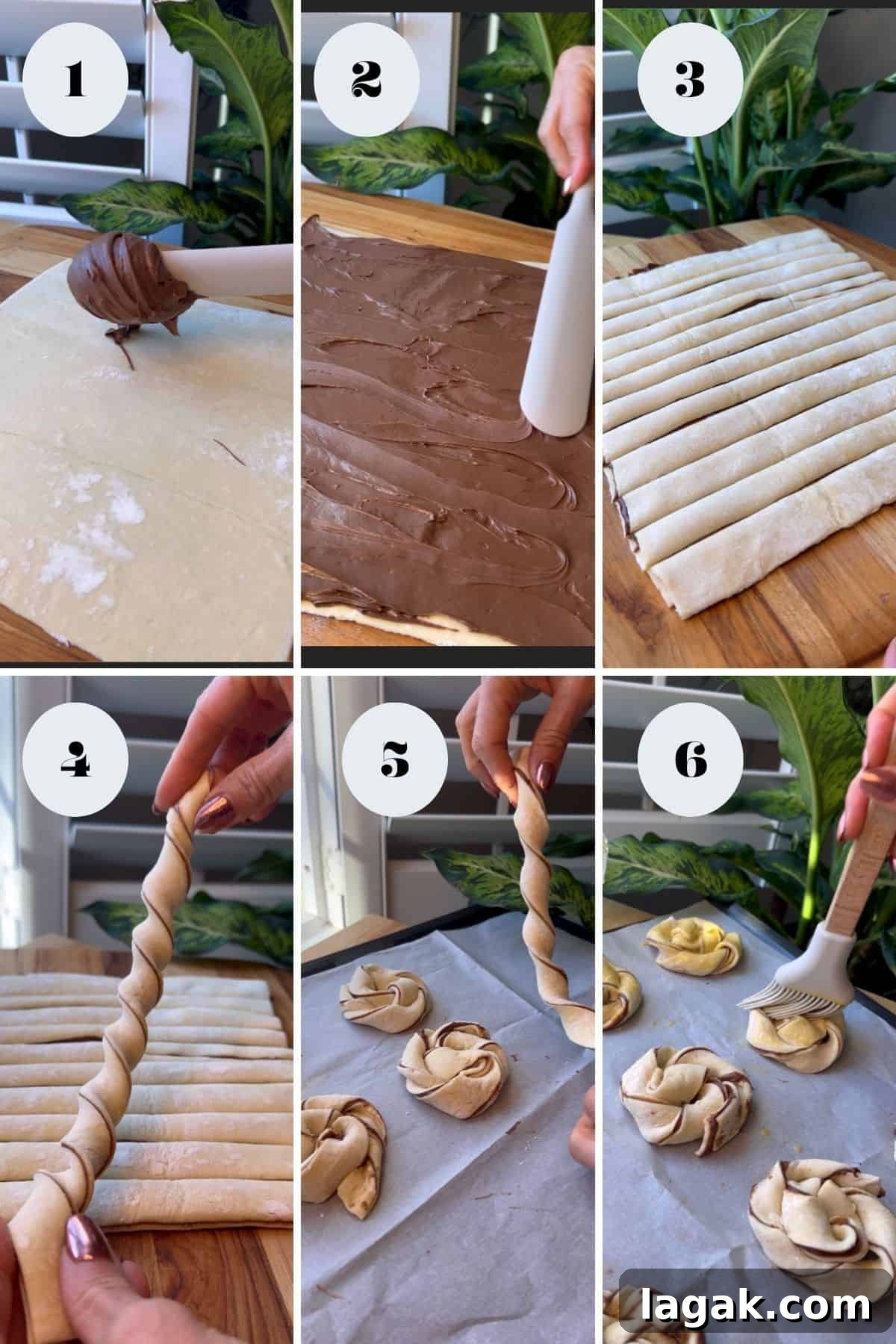 Steps to make this recipe on a cutting board with parchment paper.