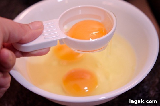 tutorial_-2 Egg yolks and egg whites are separated.