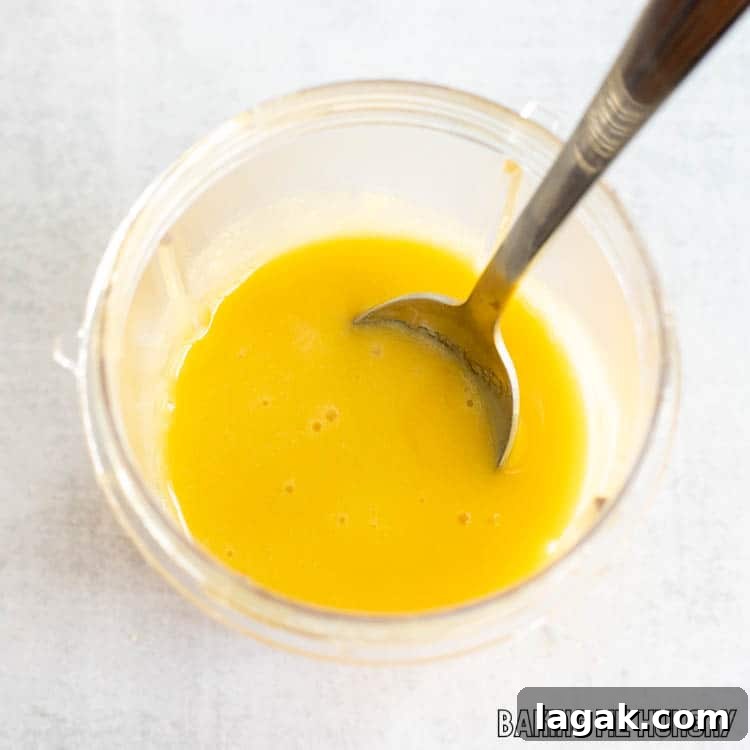passionfruit glaze in small bowl