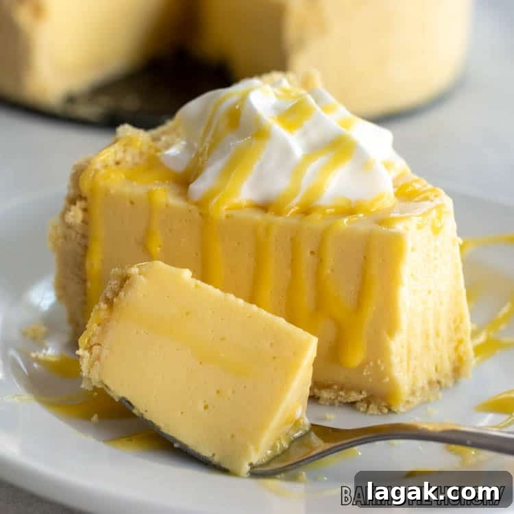 no bake passionfruit cheesecake on plate with bite on fork