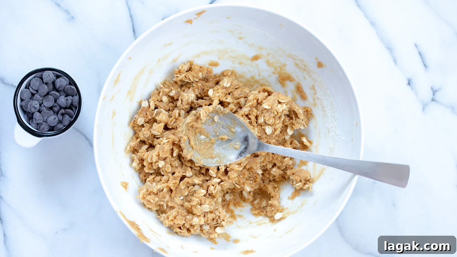 Cookie dough in a white bowl