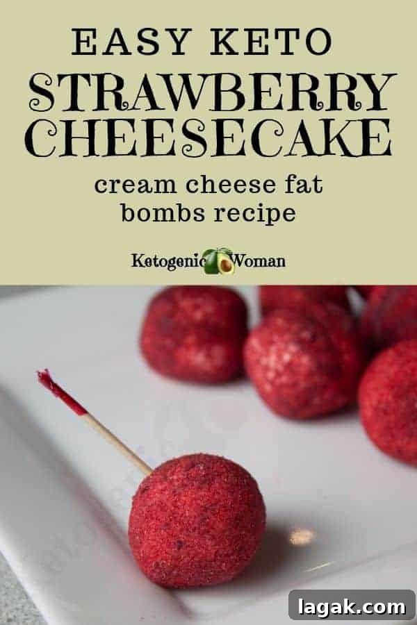 Strawberry Cheese Cake Cream Cheese Fat Bomb Pinterest Pin graphic