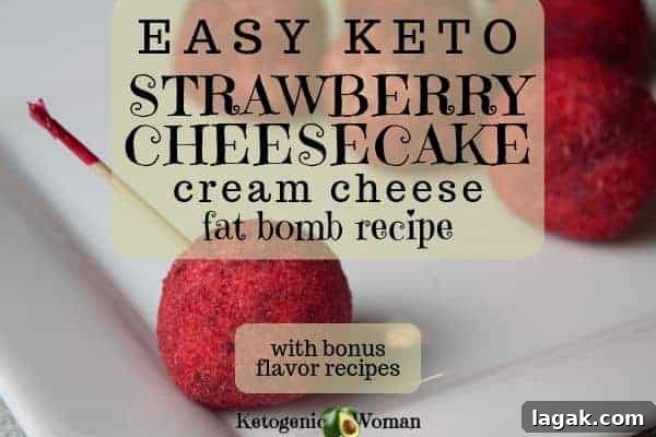 Strawberry Jello Fat bomb with toothpick on white plate