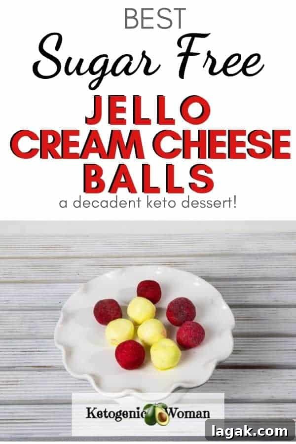 Sugar Free Jello Cream Cheese Balls Pinterest graphic
