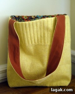 25+ Cozy Sweater Craft Ideas for Stylish DIY Projects 11 Yellow sweater turns into a bag (with pockets)