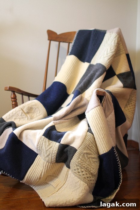 25+ Cozy Sweater Craft Ideas for Stylish DIY Projects 13 Felted wool sweater blanket