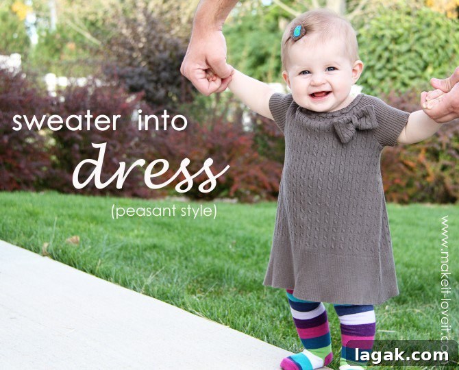 25+ Cozy Sweater Craft Ideas for Stylish DIY Projects 17 Sweater into dress (peasant style)