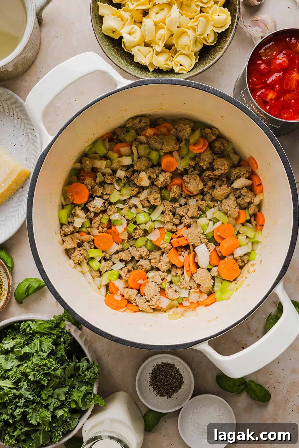 This Creamy Tortellini Soup is cozy, comforting and made with tender cheese tortellini, fresh veggies, herbs and a rich creamy broth. The perfect one pot meal that is both flavorful and satisfying!