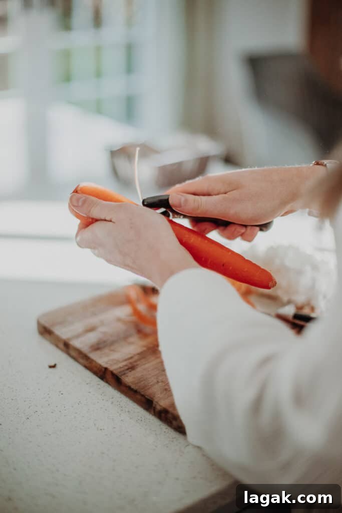 peeling a carrot