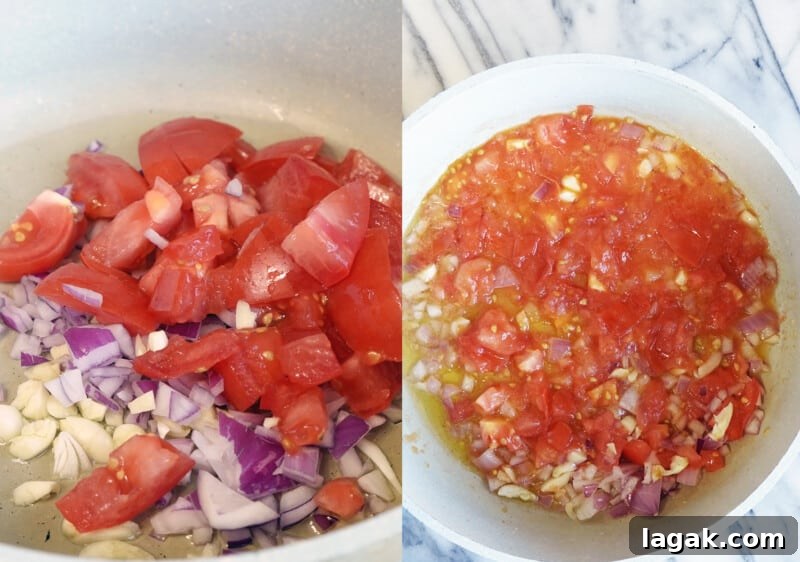 Creamy Velveeta One-Pot Chicken, Spinach & Tomato Pasta 4 Soften the tomato