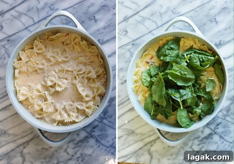 Add the spices and the cream