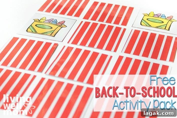 Printable Matching Games Pack for Preschoolers — Free Download 6 A memory game matching activity printable with 2 cards overturned and the rest face down.
