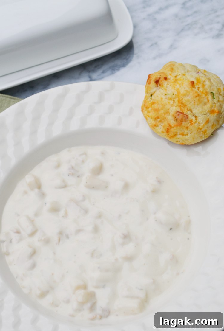 Cheesy Bacon & Chive Biscuits with Progresso Soup Pairing 8 Progresso New England Clam Chowder and Cheesy Bacon and Chive Homemade Biscuits