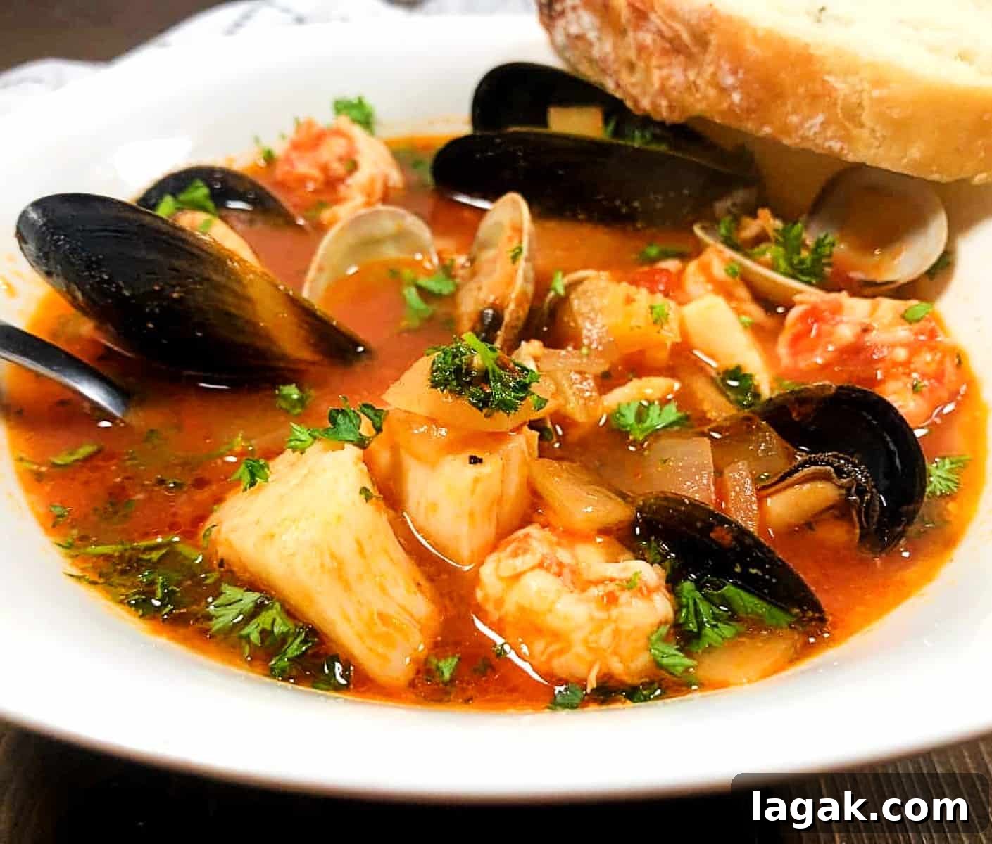 closeup of homemade cioppino.