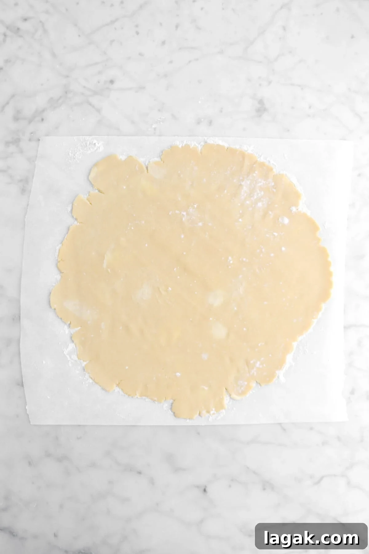 Caramel Apple Galette Recipe: Rustic Fall Dessert with Salty Caramel 17 rolled out pie crust on parchment paper