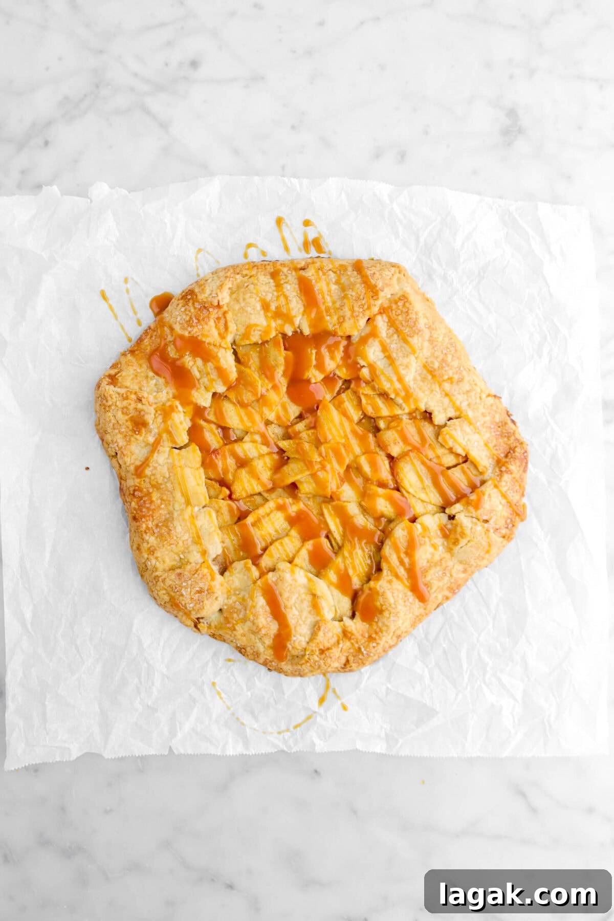 Caramel Apple Galette Recipe: Rustic Fall Dessert with Salty Caramel 19 caramel drizzled over galette