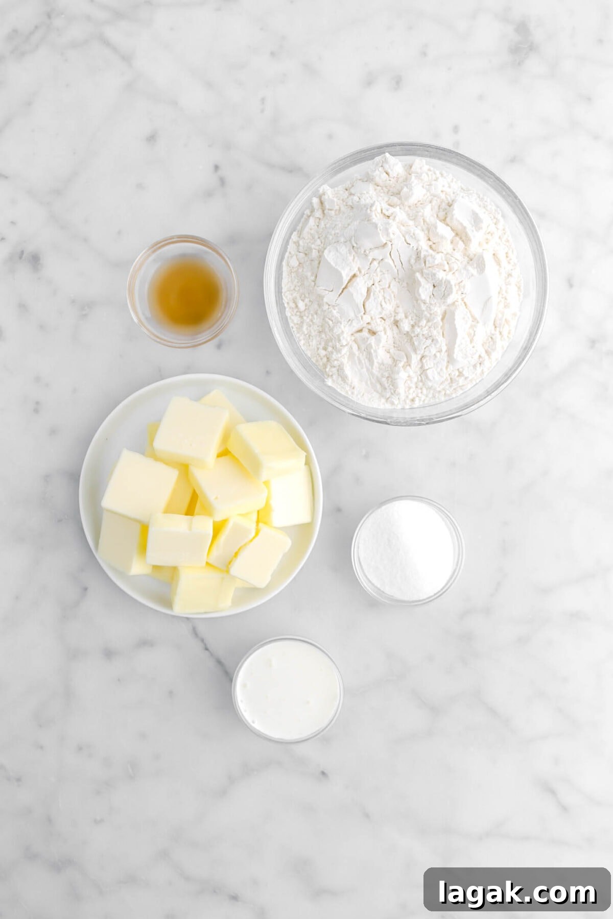 Caramel Apple Galette Recipe: Rustic Fall Dessert with Salty Caramel 8 apple cider, flour, sliced butter, sugar, and cream on marble surface