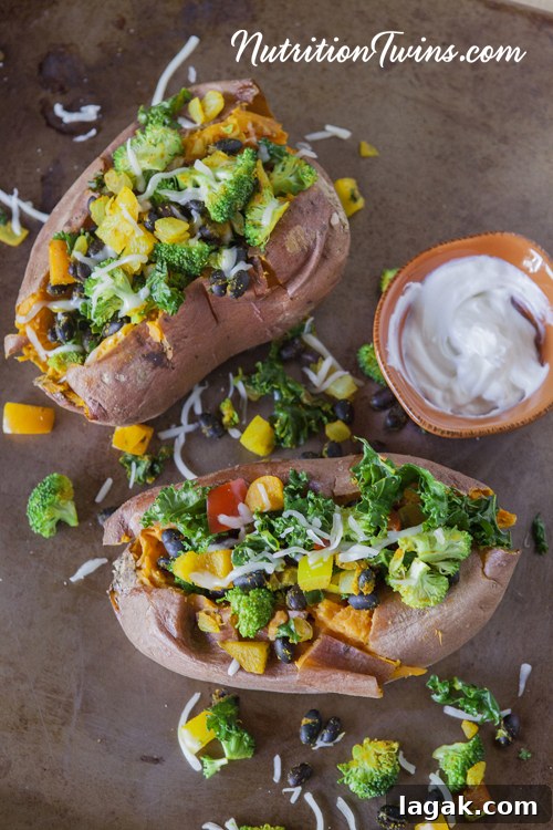 Vegetarian Loaded Sweet Potato close-up