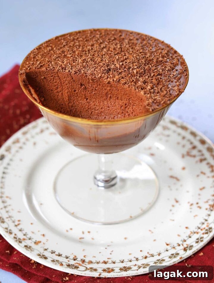 Instant Chocolate Mousse with One Ingredient — Quick Recipe 11 one ingredient chocolate mousse in dessert cup showing airy texture