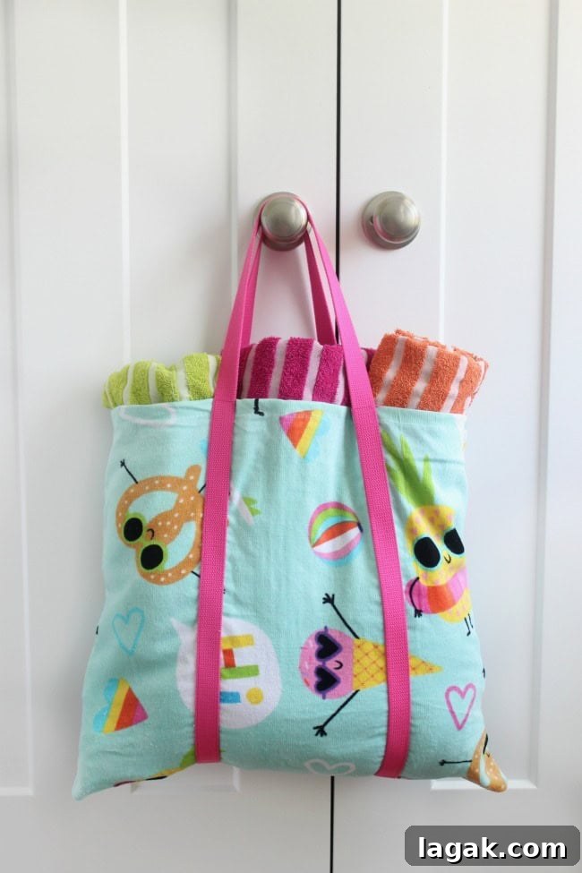 Turn a Beach Towel Into a Stylish DIY Beach Bag in Minutes 3 Beach towel turned into a bag