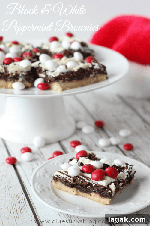 These black and white peppermint brownies combine a sugar cookie, brownie, two types of chocolate, and M&Ms White Chocolate Peppermint Candies. Absolutely beautiful and perfect to give to friends this holiday season!
