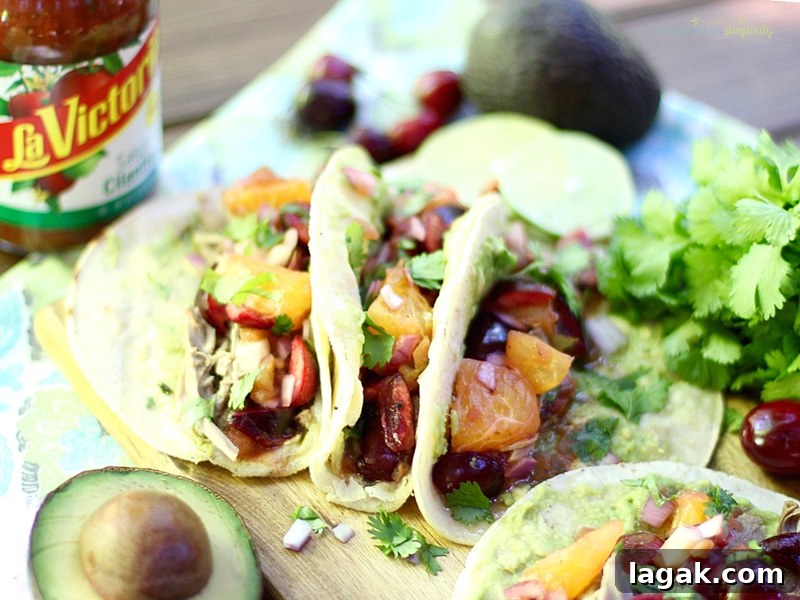 Duck Tacos with Cherry-Orange Salsa for Bold Flavor 4 Duck Tacos with Cherry Orange Salsa is a flavorful summer recipe that'll wow your tastebuds. Sweet cherries, tart citrus, avocado, onions and chiles make the dish come alive!