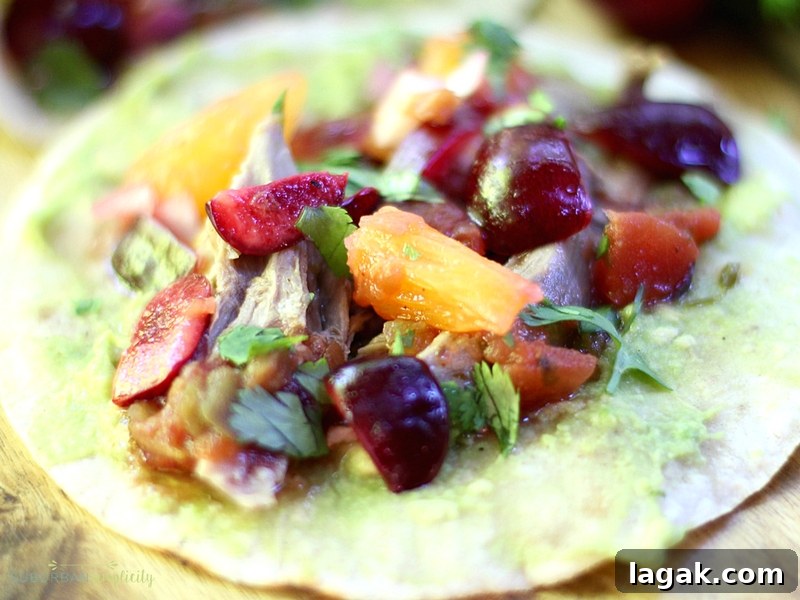 Duck Tacos with Cherry-Orange Salsa for Bold Flavor 8 Duck Tacos with Cherry Orange Salsa is a flavorful summer recipe that'll wow your tastebuds. Sweet cherries, tart citrus, avocado, onions and chiles make the dish come alive!