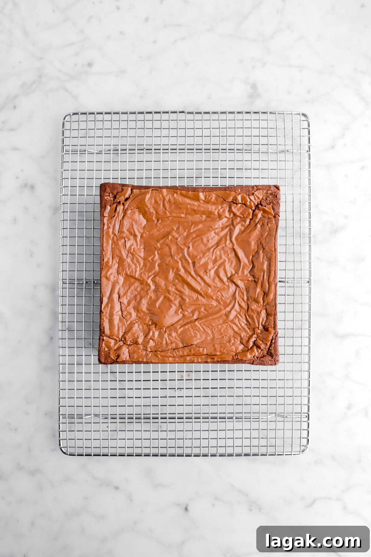 brownies on wire cooling rack.