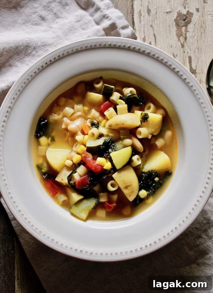 Refreshing Summer Minestrone Recipe for Seasonal Veggies 2 Summer minestrone in a bowl