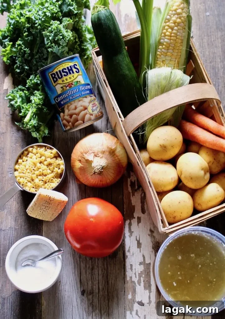 Refreshing Summer Minestrone Recipe for Seasonal Veggies 3 Summer minestrone ingredients, fresh vegetables in basket