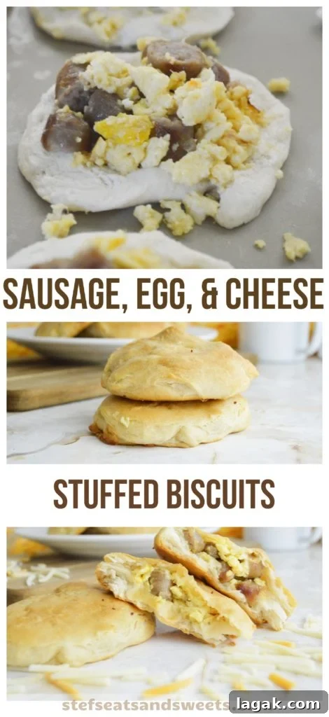 sausage egg and cheese stuffed biscuits pinterest collage 