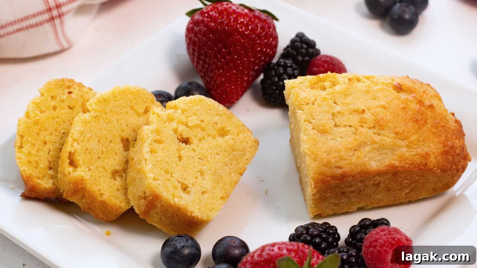 29 Party-Worthy Treats That Won’t Leave Leftovers 24 Mini pound cake loaf on square plate sliced with berries.