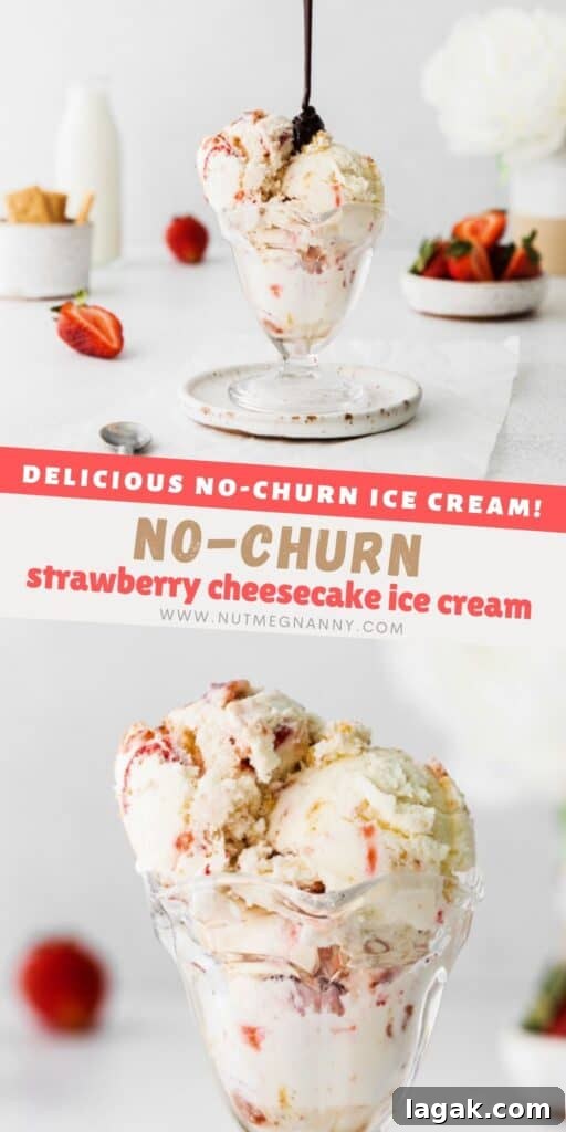 No-Churn Strawberry Cheesecake Ice Cream Recipe 7 strawberry cheesecake ice cream pin for pinterest.