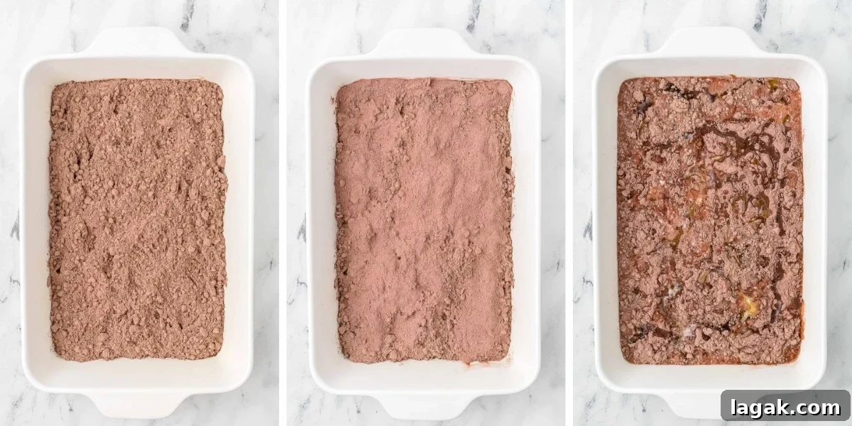 Decadent Chocolate Dump Cake Recipe – Quick One-Bowl Dessert 4 making a quick cake mix dessert