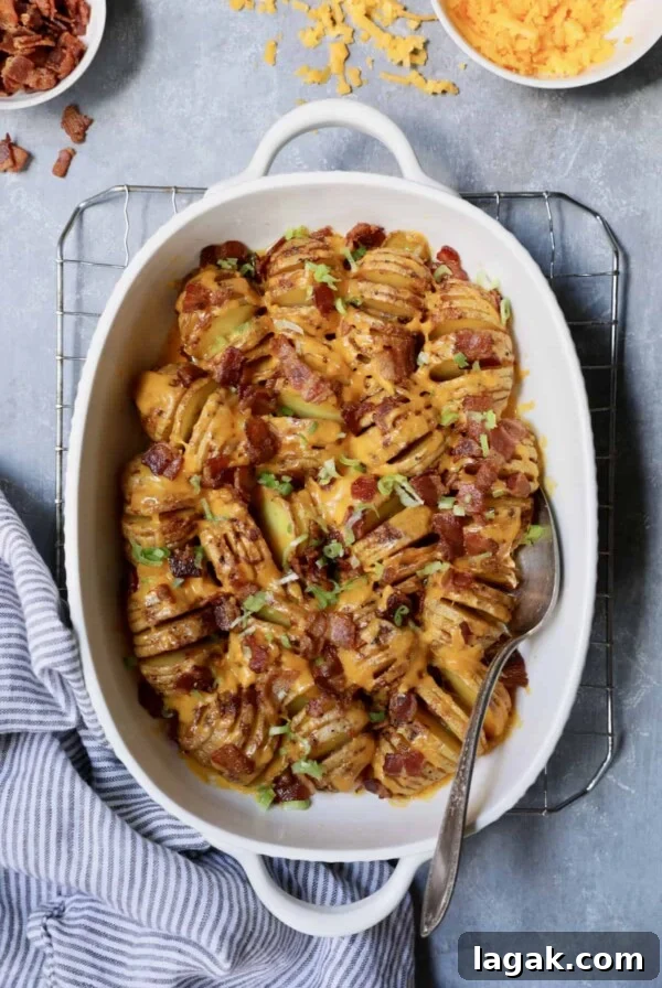 Baby Hasselback Potatoes with Cheddar and Bacon