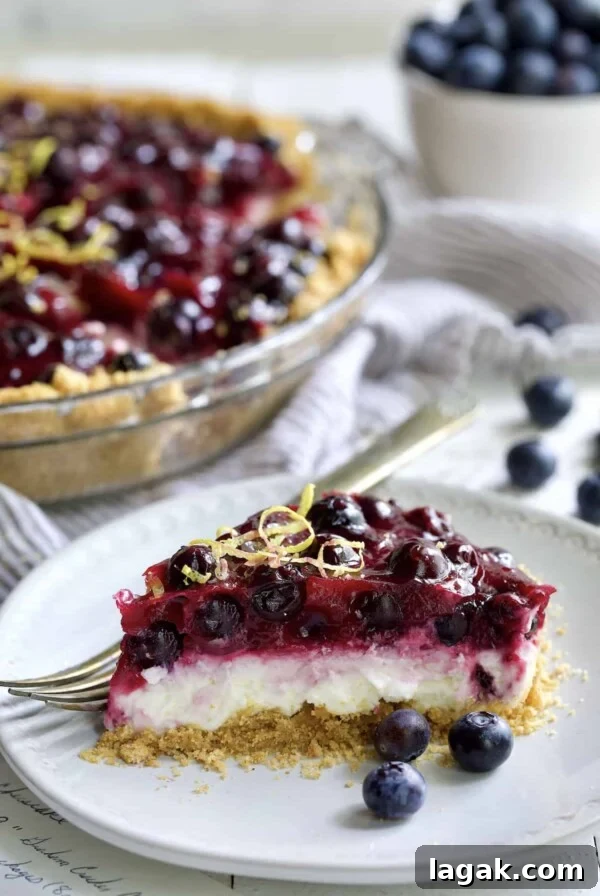 Slice of Blueberry Cream Cheese Pie