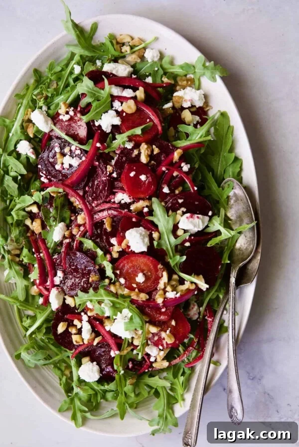 Roasted Beet Salad with Walnuts Goat Cheese and Honey Balsamic Dressing