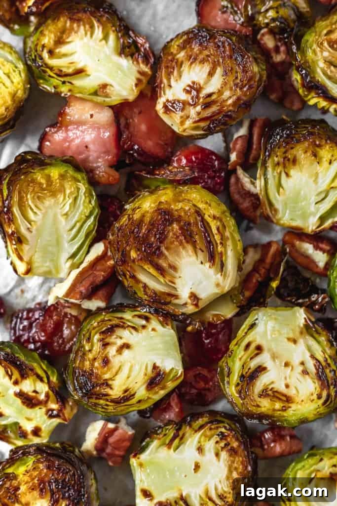 Roasted Brussels sprouts with bacon and cranberries