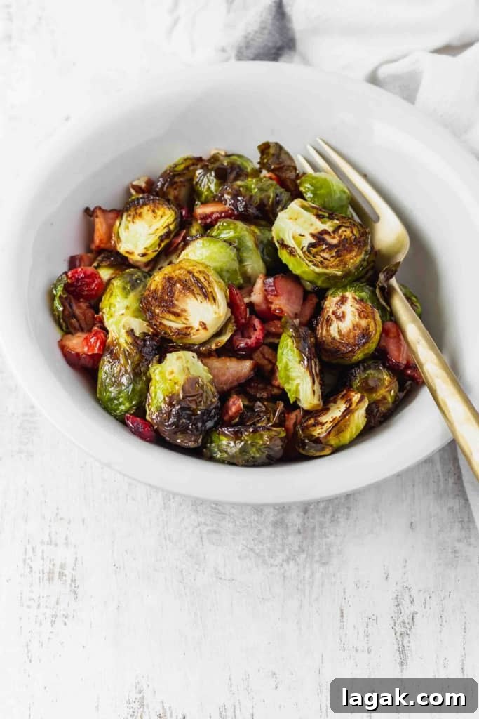 Roasted Brussels sprouts with pecans and cranberries